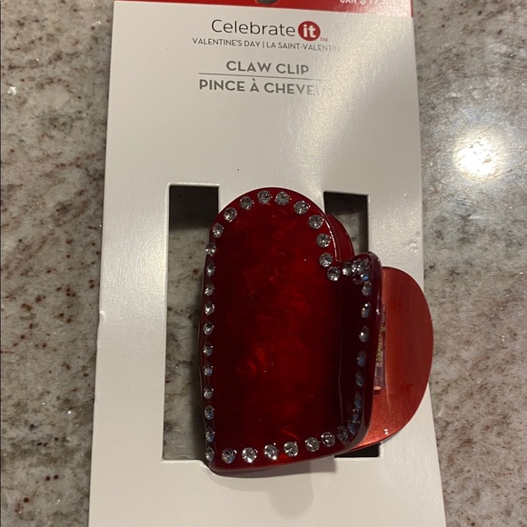 Set of hair claw clips. Red heart with Rhinestones and 3 flower clips. NWT - Picture 3 of 5